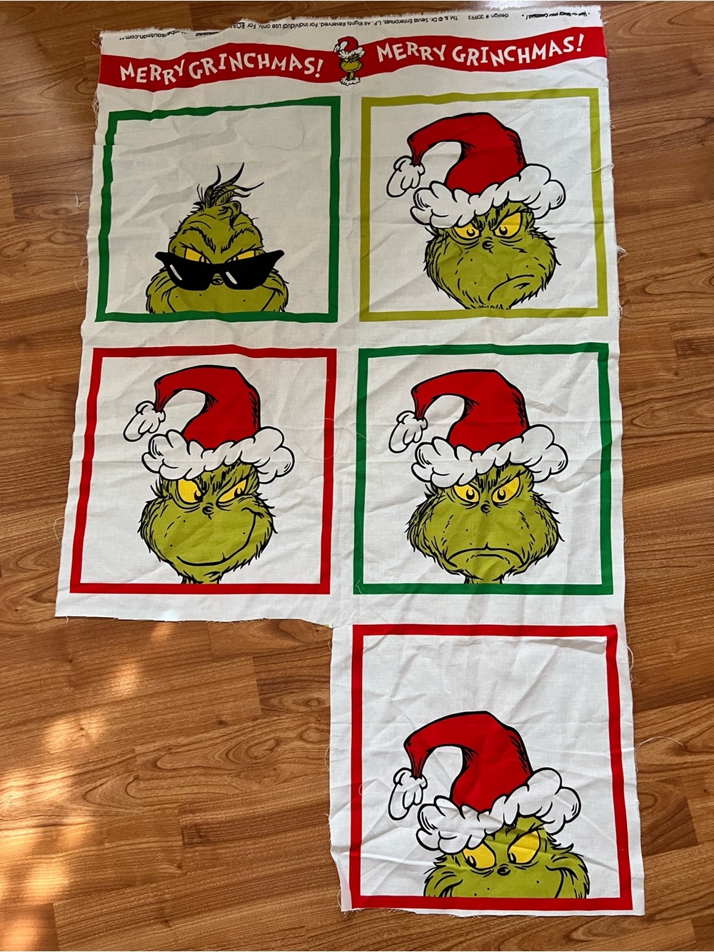 Dr Seuss Grinch Panel Fabric Cotton Fabric - Cotton brand new - never washed
